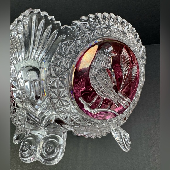 Hofbauer Byrdes The Ruby 8 1/4" Bird Console Footed Vase Bowl Crystal Servware - Picture 16 of 16